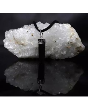Black onyx pendant sued lather necklace